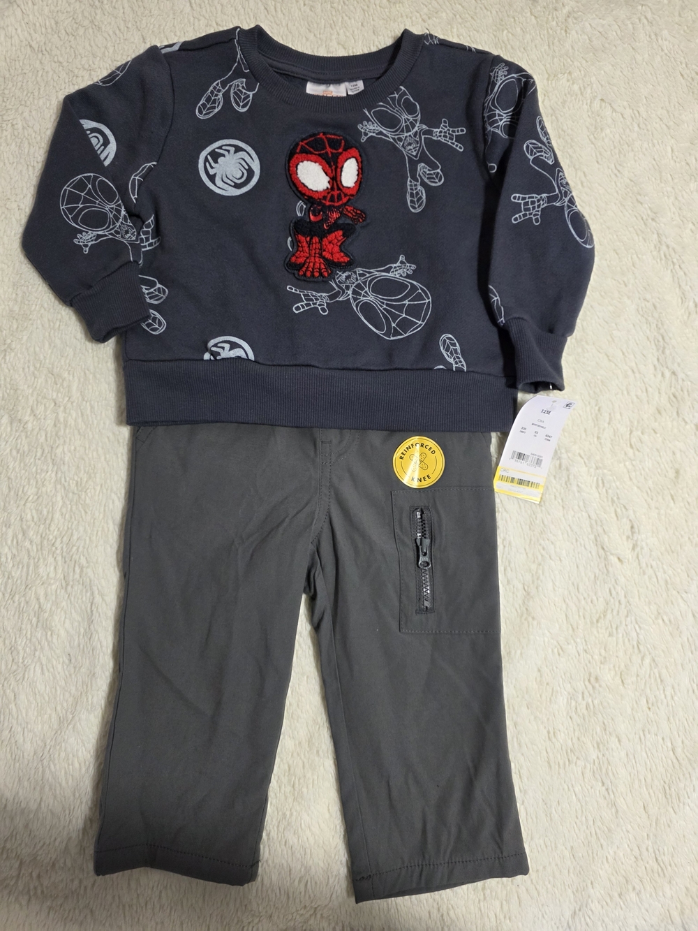 Toddler Spider-Man Sweatshirt & Pants Set - Navy & Gray Size 12M
